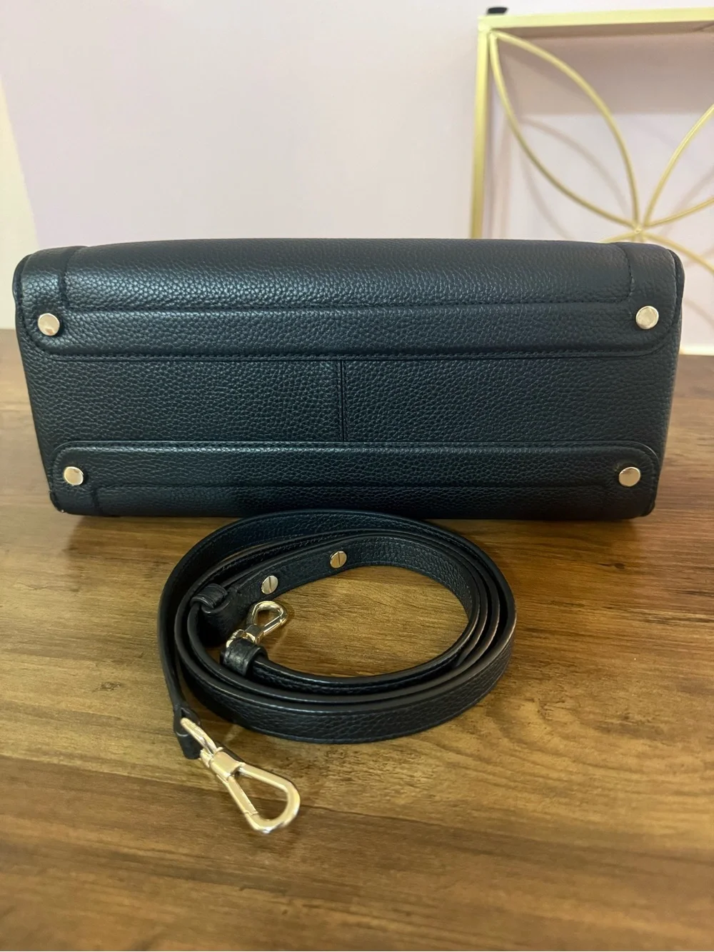 Kate Spade Medium Knot Black Pebbled Leather Top-Handle Satchel with Strap - Picture 5 of 6